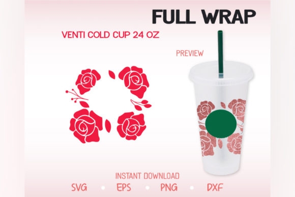 Creative Possibilities with a Red Roses Floral Venti Cold Cup 24 Oz Digital Design
