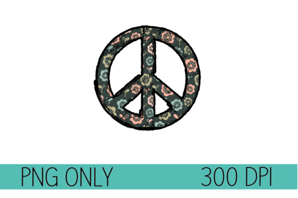 Floral Grunge Peace Sign Digital Design