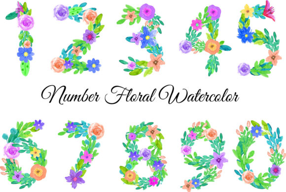 Number Floral Watercolor: Artistic Numbers for Creative Projects
