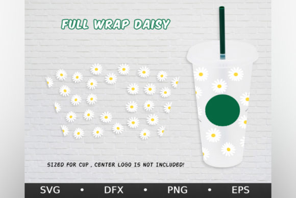 The Cute Floral Daisy 24 Oz Venti Cold Cup Design for Crafters