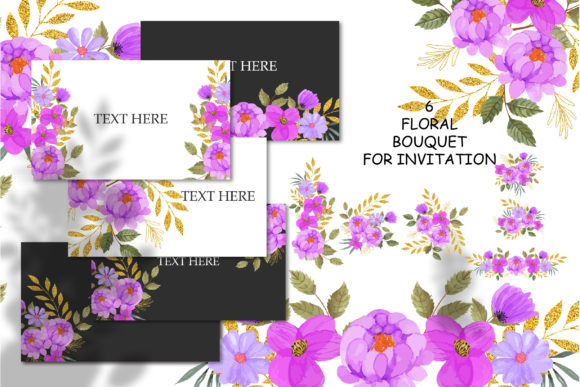 The Watercolor Purple Floral SIX Bouquets Set: A Versatile Toolkit for Creative Projects